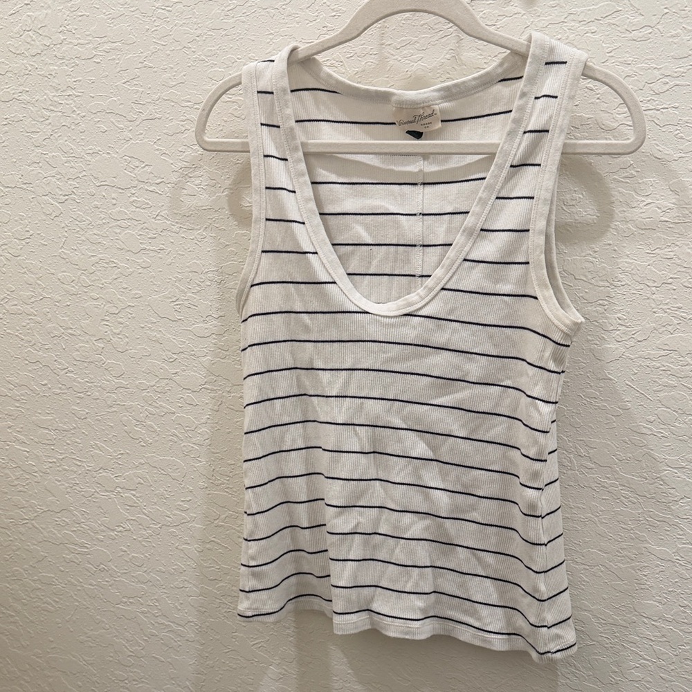Universal Thread White Tank with Navy Stripes